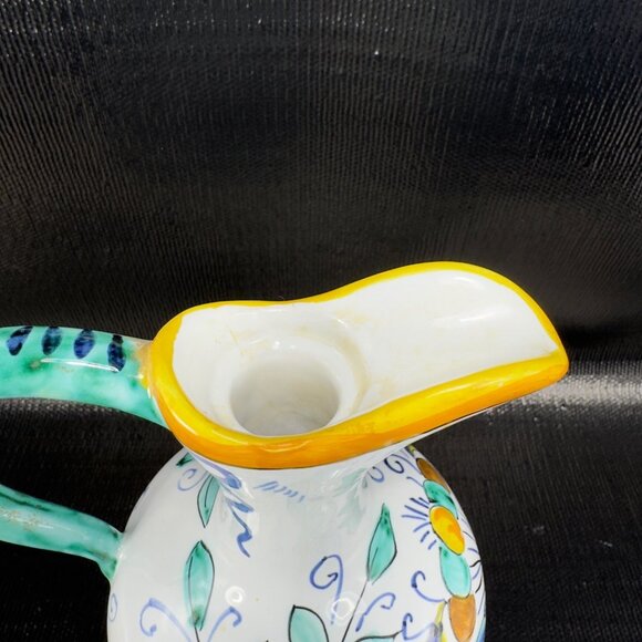 Vintage Hand Made Italian Deruta Pottery Jug Pitcher Decanter Pitcher W Stopper - Picture 13 of 16